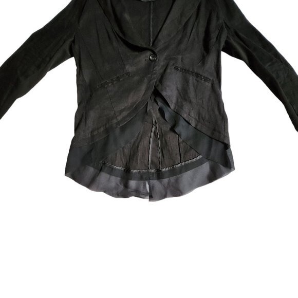Simply Vera Vera Wang Black Linen Hi Lo 1 Button Blazer Jacket Size M - Picture 5 of 11